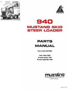 940 Skid Steer Loader Service Parts Manual Fits Owatonna/Mustang 940 #000-34884 - Picture 1 of 16
