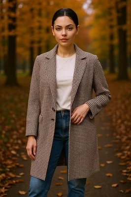 J Jill Talla 2X Sonoma Pata de Gallo Plumero Chaqueta Marrón y Naranja Negocios Carrera Foto 1 de 4