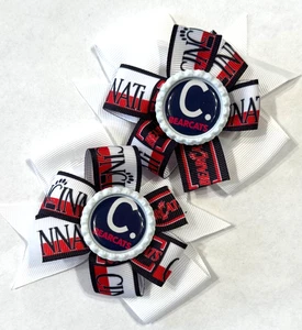 Beautiful Cincinnati Bearcats Inspired pigtail hairbows for girls. - Picture 1 of 2