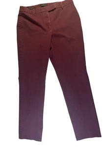 Talbots Pants Womens 8 Maroon Burgundy High-Waist Straight Trouser Cotton Blend - Picture 1 of 7
