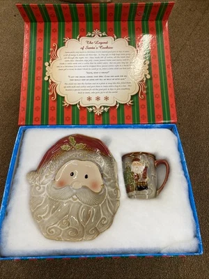 The Legend of Santa Claus Cookies Set New Keepsake box Pottery Plate & Mug gift - Image 1 of 2