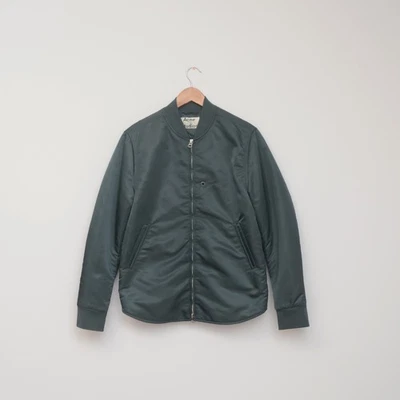 Acne Studios Mylon Shine PSS18 Bomber Jacket Green Unisex Streetwear size 44 - Image 1 of 4