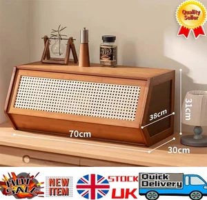 Single Layer Simple Bamboo Desktop Coffee Cabinet Kitchen Storage Cupboard Case - Picture 1 of 10