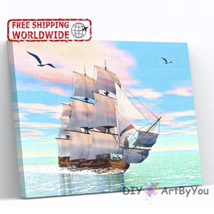 Sail Boat Paint By Numbers Canvas Art Draw Artist Painting Oil Kit Home Decor - Picture 1 of 9
