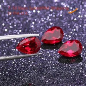 Pigeon Blood Lab Grown Ruby Gemstone Pear Cut AGL Certificate Wholesale Price - Picture 1 of 19