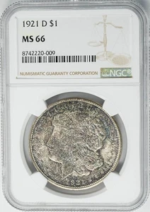 1921-D Morgan Silver Dollar $ MS66 NGC 950790-22 - Picture 1 of 3
