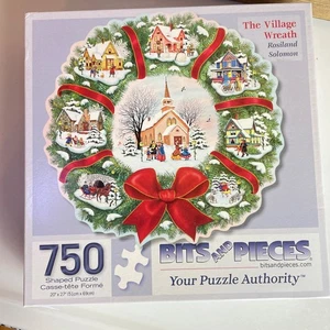 Bits and Pieces Christmas 750 Piece Puzzle - The Village Wreath Rosiland Solomon - Picture 1 of 4