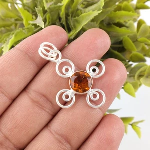 Natural Citrino Gema 925 Plata de Ley Joyería Hecho a Mano Colgante para Mujer - Imagen 1 de 3