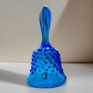 Vintage Fenton Cobalt Blue Glass Hobnail Bell with Clapper Collectible 6” - Picture 1 of 8