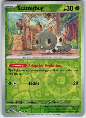 Pokemon Scatterbug 008/198 SV01: Scarlet & Violet Base Set NM Reverse Holo card - Image 1 of 2