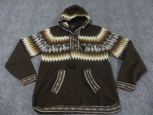 Alpaca Wool Hoodie Womens Medium Hooded Pullover Sweater Peruvian Brown llama - Picture 1 of 7