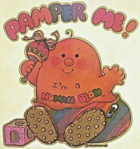 Original Vintage Pamper Me! I'm A Human Bean Cartoon Aufbügeln Transfer - Bild 1 von 1
