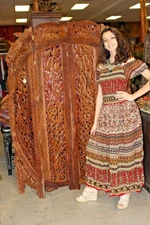 SCREEN LOTUS HAND CARVED ROOM Divider 4 Panel TEAK  MAKES GREAT HEADBOARD ARCHED