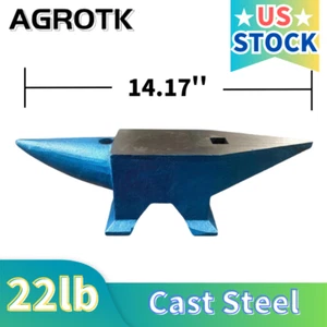 AGT 22LB Cast Steel Anvil Blacksmith Heat Treated Long Round Horn - Picture 1 of 5