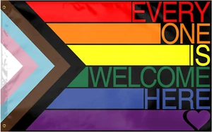 Progress Pride Flag 3X5 Foot LGBTQ Rainbow Lesbian Gay Bisexual Trans Flags with - Picture 1 of 12