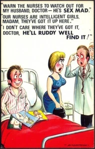 Bamforth Comic Postcard (Ref # 822): Sex Mad Patient! Free UK Postage - Picture 1 of 1