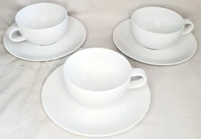 Set of 3 Studio Nova Tivoli White 6oz Cups & Saucers, Cappuccino, Porcelain   j3 - Image 1 of 4