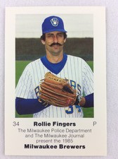 1985 Milwaukee Brewers Police Baseball Card #34-Rollie Fingers