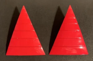 Vintage Retro Red Triangle Metal Earrings Clip-on - Picture 1 of 13