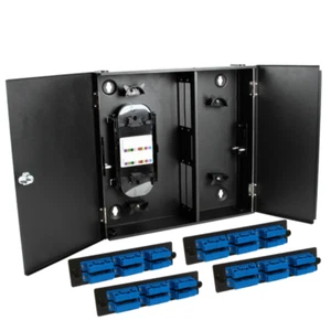 48SC SM/UPC Fiber 4 Panel Wall Enclosure Locking Splice Tray Spools - Picture 1 of 7