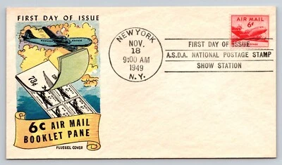 1949 FDC A.S.D.A National Postage Stamp Show Fluegel 6C Air Mail Booklet Pane - Image 1 of 2