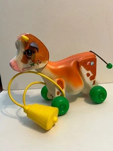 FISHER PRICE 1972 Pull Toy Molly Moos Cow Works Great VINTAGE  - Picture 1 of 8