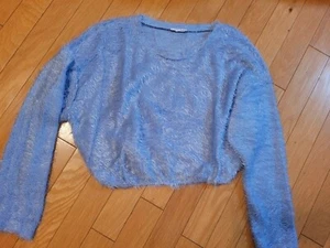 EUC ZARA blue fluffy sweater size L  - Picture 1 of 3