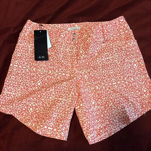 Adidas Shorts Womens Size 6 Chino Red Yellow Active Golf Golfing 7" - Picture 1 of 8