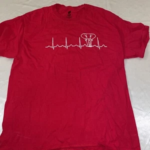 Elephant Red Shirt Heartbeat 100% Cotton Large Shirt - Picture 1 of 3