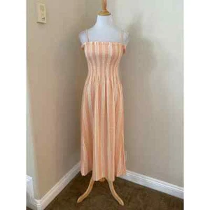 FAHERTY DREAM COTTON GAUZE LAKEVIEW DRESS Maxi Sepia Neutral Stripe Size XS - Picture 1 of 5