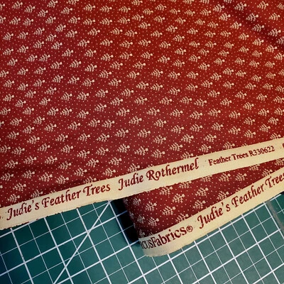 Red Reproduction Fabric Cotton FQ HY BTY Judie Rothermel Feather Trees - Image 1 of 3