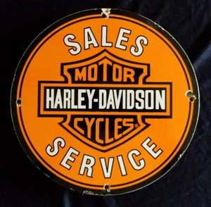 VINTAGE HARLEY-DAVIDSON MOTORCYCLES PARTS / SERVICE PORCELAIN ADVERTISING SIGN - Picture 1 of 8