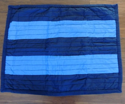 Almohada Pottery Barn Kids azul a rayas retazos farsa 20" x 26" Foto 1 de 4