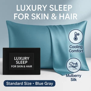Silk Pillowcase for Hair and Skin Anti Frizz Cooling Soft Slip Cover Standard - Picture 1 of 7
