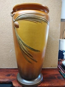 1936-39 Roseville Art Pottery Brown Pinecone Pattern Umbrella Stand #777-20 GUC - Picture 1 of 14