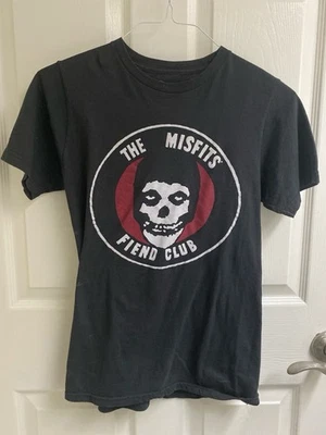 Camisa Misfits Fiend Club Logo S Algodón Punk Banda Gris Rojo Manga Corta Foto 1 de 3