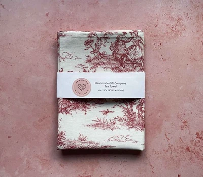 Toalla de té hecha a mano diseño Victorian Days-roja. Ideal para cocina o decoración Foto 1 de 3