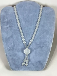 Crystal Clear Quartz Glass Gemstone Beads Fashion Jewelry Necklace Pendant 26 in - Picture 1 of 2
