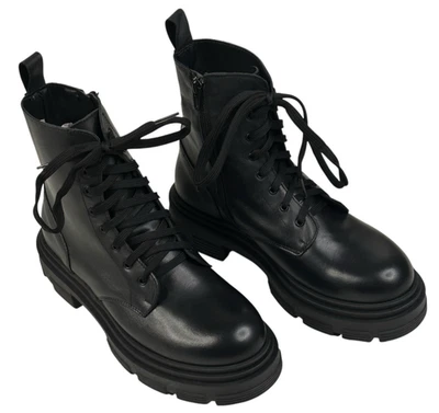 Zigi Brunella женщин из черной кожи боя ботинки женщин ЕС 37 США ~ 6,5 новый $300 - Изображение 1 из 4