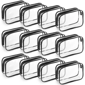 12 Pieces Clear Makeup Bags Cosmetic Storage Bags PVC Zipper Pouches Travel W... - Picture 1 of 6