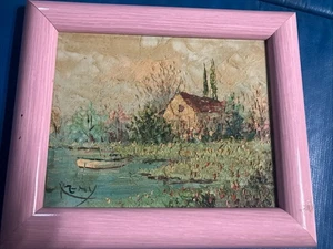 Olio su masonite originale metà secolo di Remy incorniciato 11" x 13" - Foto 1 di 12