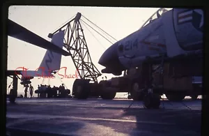 US NAVY jet fighter aircraft on USS Kitty Hawk Vietnam War 1968 35mm slide - Picture 1 of 1