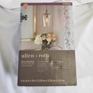 = Allen + Roth Mini Pendant Brushed Nickel Finish Clear Glass Shade 0586864 - Picture 1 of 6