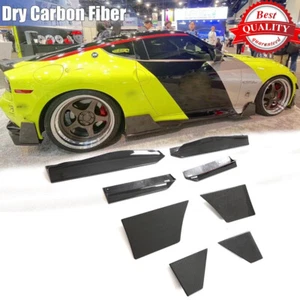 Per Nissan 400Z Z34 2023UP Gonna Laterale Secca in Fibra di Carbonio Estensioni Divisori Labbro - Foto 1 di 12