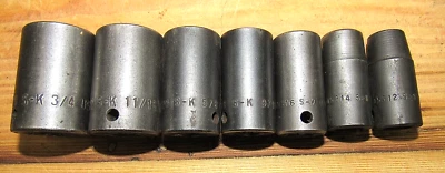 SK USA 7-Piece 3/8" Drive 6 Point Impact Socket Set SAE S-K GOOD CONDITION - Image 1 of 4
