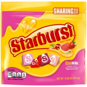 Caramelos masticables para masticar frutas Starburst FaveREDS, tamaño compartido, bolsa de 15,6 oz - Imagen 1 de 3