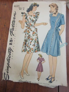 1940's Simplicity 4635 Sewing Pattern Vintage Pinafore/Maternity Dress SIZE 14 - Picture 1 of 3