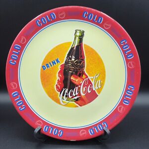 Coca-Cola Plastic Plate Made by Gibson White Red Blue Classic Dishware Rare