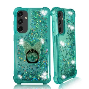 For Samsung Galaxy A25 5G (2024) Liquid Glitter Bling Case Phone Ring Stand - Picture 1 of 15