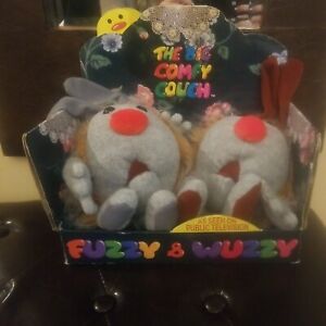 Vintage 1995 The Big Comfy Couch Dust Bunnies Fuzzy & Wuzzy Plush Toys In Box